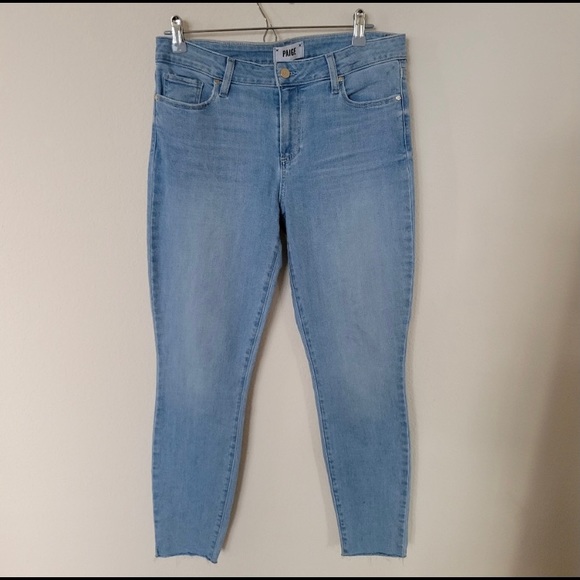 PAIGE Verudgo Ankle Raw Hem Washed Blue Jeans Size 31 - Picture 2 of 11